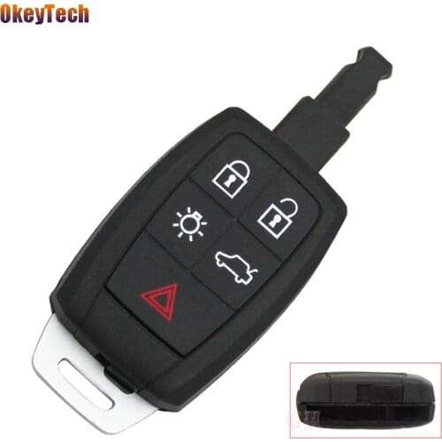 OkeyTech for Volvo XC90 C70 S60 D5 V50 Key Shell Blank Fob 5 Button Remote Car Key Cover Case Has Insert Key Blade Free Shipping