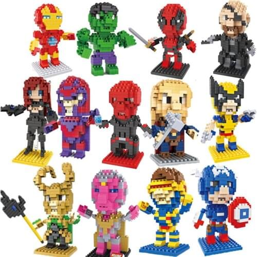 Disney marvel super avenger micro diamond block spiderman Wolverine Ultron Quicksilver Wanda Vision brick toy Magneto nanobrick