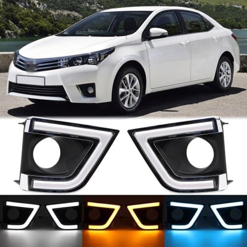 3 Color DRL Daytime Running Light for 2014 2015 2016 Toyota Corolla EURO LED Day Light Driving Fog Lamp with Turn Signal