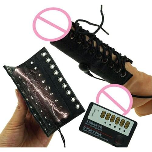 Electro Penis Stimulation Leather Bondage Cock Ring Sex Toys For Men Electro Shock Set Bdsm Electrostimulation Orgasm Therapy