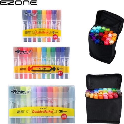 EZONE Large Head Pen With Ink And Oily Marker Color Double-headed Marker Pen Set Drawing Pens Art Supplies