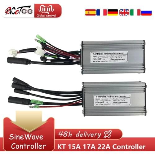 Electric Bicycle KT Controller 36V/48V Sine Wave 15A/17A/22A Controller for Ebike 250W/350W/500W/750W Wheel Hub Motor