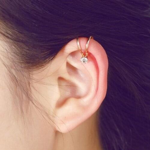 Crystal Ear Cuff Silver Color Star Clip Earrings for Women Adjustable Clips On Ears Punk Personality Fashion Ear Decoration