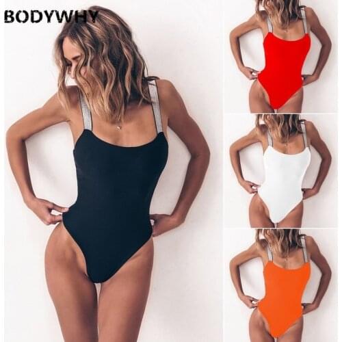 2020 Summer New Womens Shoulder Strap Bikini Solid Color One-piece Swimsuit Womens One-piece Swimwear Backless Swimsuit Women