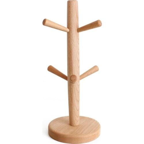 Cute Tree Shape Wooden Coffee Tea Cup Holder Practical Coffee Mug Drying Cups Storage Rack Holder Drinkware Shelf