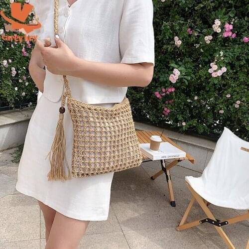 CAREY KEY Fashion Straw Bag Women Woven Shoulder Bag Summer Crossbody Bohemia Beach Travel Handbag Messenger Bags