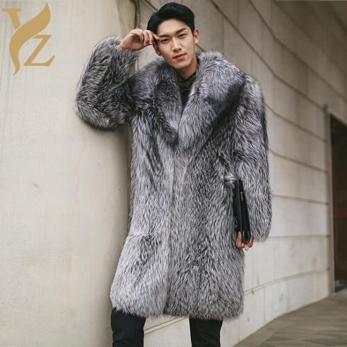 Best Quality Men Jackets Real Fur From Nature Silver Fox Fur Coats Warm Thick Full Pelt Fox Fur Jacket Fashion Lapel Collar 2018