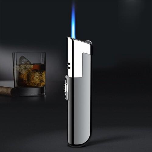 Outdoor Windproof Metal Gas Grinding Wheel Lighter 1300C Blue Flame Mini Butane Flint Lighters Cigarette Cigar Lighter Gift
