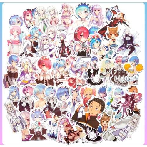 50pcs/pack Japanese AnimeRe:Life In A Different World From Zero Rem Subaru Stickers For Motorcycle Notebook Computer Car DIY Etc