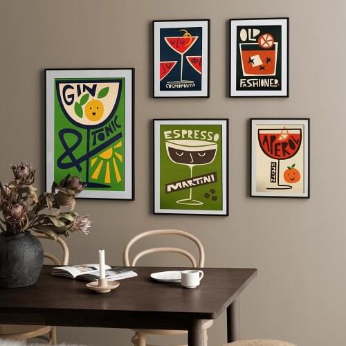 Gin & Tonic Kitchen Print Cocktail Wall Art Canvas Painting Kitchen Posters And Prints Wall Pictures For Bar Living Room Decor