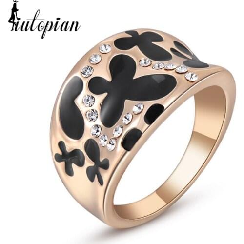 Iutopian Brand Butterfly Ring For Women With Austrian Crystal Stellux Party Jewelry #RG96693