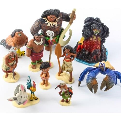 Disney New Toys Moana Princess Maui Chief Tui Tala Heihei Pua PVC Action Figure Collectible Model Toy