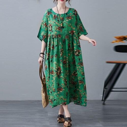 Oversize Women Summer Dress 2021 Summer Fashion Plus Size Beach Boho Print Dress Robe Female Loose Casual Maxi Dress 4XL 5XL 6XL