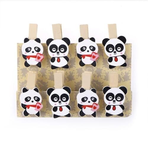 Cute Panda Wooden Wood Cartoon Paper Clip Note Bookmark Stationery Gift For Kids