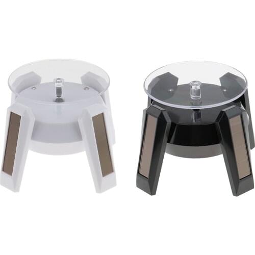 Solar Power Rotating Jewelry Watch Showcase Holder Rack Platform Turn Table with LED Light