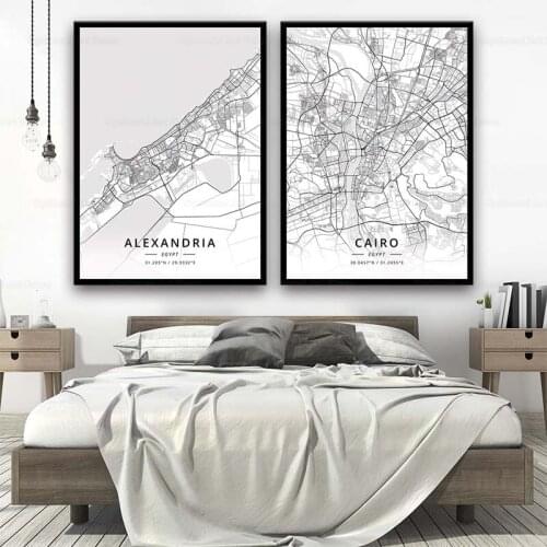 Modern stylish map home decoration abstract Alexandria Cairo Egypt Map Poster