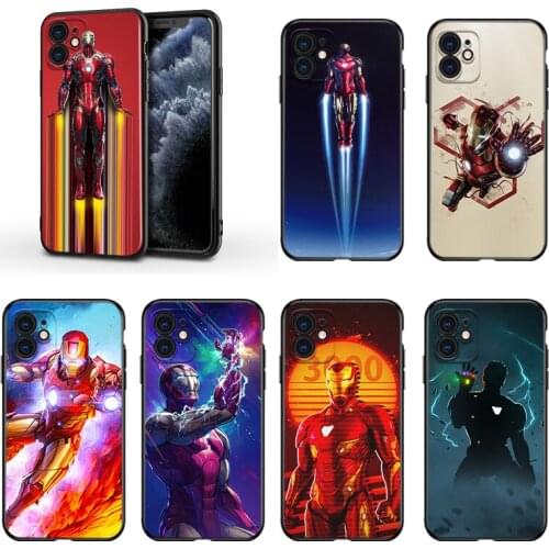 Marvel Iron Man Superhero For Apple iPhone 13 12 11 Mini XS XR X Pro MAX SE 2020 8 7 6 5 5S Plus Black Silicone Phone Case