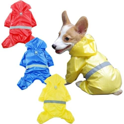 2021 New Pet Dog Cat Waterproof Raincoat Jumpsuit Reflective Rain Coat Breathable Mesh Dog Outdoor Clothes For Small Dog Cat