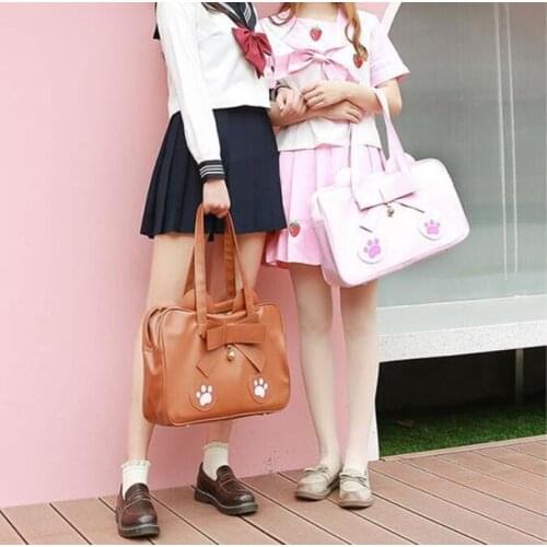 Japanese JK uniform bag cute bowknot printing sweet lolita handbag kawaii girl loli cosplay gothic lolita shoulder bag student