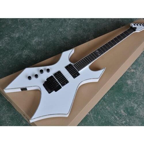 Factory custom Unusual shape White body Electric Guitar with Rosewood Fretboard,Black Hardware,Provide customized services