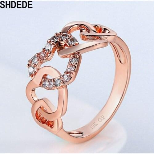SHDEDE Heart Finger Rings for Women Wedding Engagement Bridal Jewelry Cubic Zirconia Ring Classic Accessories -LY668