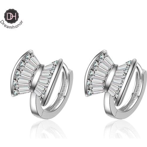 Dreamhonor Fashion Korean 925 Sterling Silver Geometric Square Zirconia Clip Earrings For Women Girl Gift Accessories Jewelry
