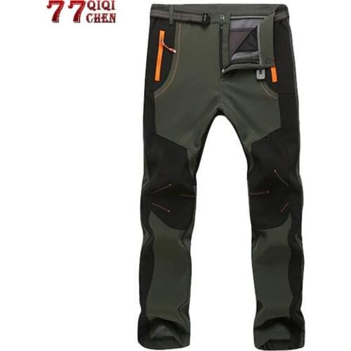Winter Warm Cargo Stretch Pants Men Women Casual Fleece Snow Pants Waterproof Soft Shell Trousers Male Tactical Work Pants 5XL