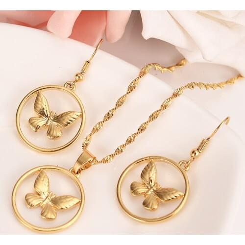 Animal Butterfly gold Jewelry sets Weddingpendant Necklace Earrings Jewelry Sets necklace earring set for women girls gifts
