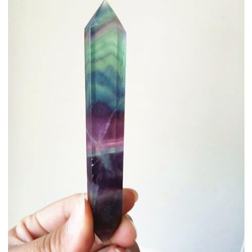 100% natural purple green flourite quartz crystal wand point healing as gift 60g