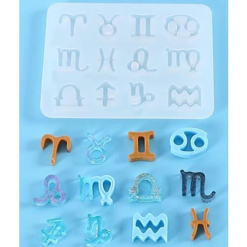 12 Horoscopes Crystal Casting Jigs Jewelry Tools For Diy Resin Horoscopes Pendants Keychain Art Craft Handmade Making