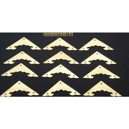 12Pcs 40*40mm Antique Gold Jewelry Box Corner Foot Wooden Case Furniture Decorative Metal Corner Protector Furniture Decor