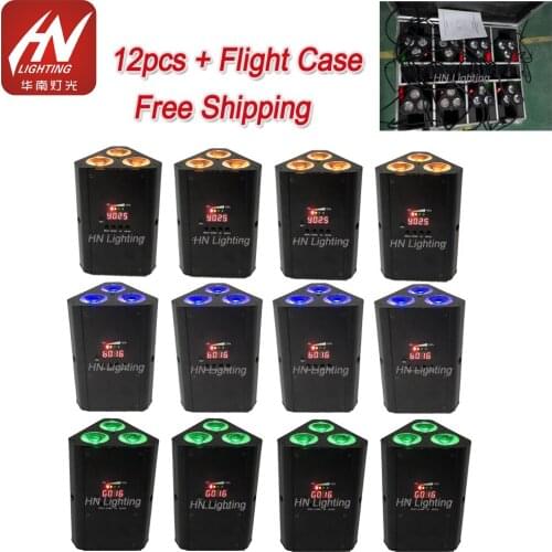 12pcs wedge 3x18w RGBWAUV wireless dmx uplighting battery for dj weddings