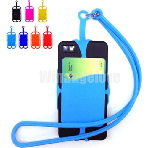 200pcs Credit ID Card Bag Holder Silicone Lanyards Neck Strap Necklace Sling Card Holder Strap For iPhone 11 Universal Mobile