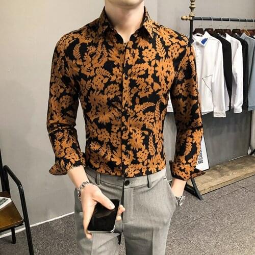 2021 New Spring Mens Shirt Long-sleeved Printed Shirt M-4XL Slim Fashion Business Shirt Cotton High-quality Mens Clothes