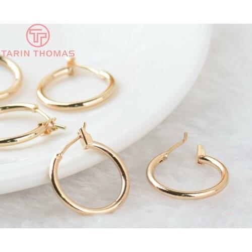 10PCS 18MM 24K Gold Color Plated Brass Round Earrings Hoops High Quality Diy Jewelry Earrings Accessories