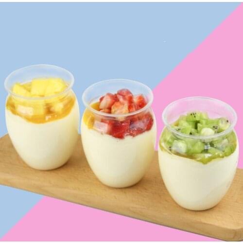 25pcs 200ml transparent small bottle pickle sauce salad fruit packaging jar baking cake pudding jelly yogurt cup with lid PET