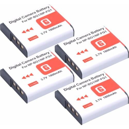 4pcs 1800mAh NP-BG1 NPBG1 camera Battery AKKU for SONY Cyber-shot DSC-H3 DSC-H7 DSC-H9 DSC-H10 DSC-H20 DSC-H50 DSC-H55 DSC-H70