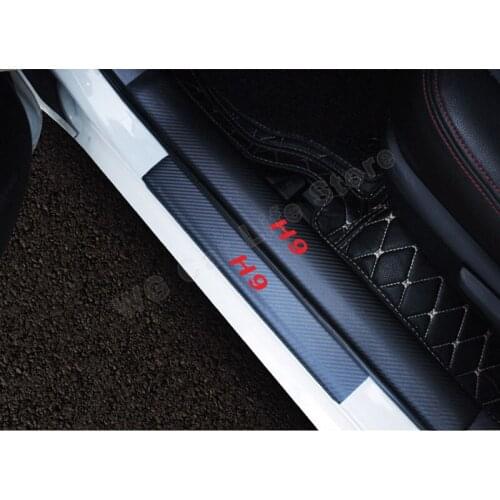 4PCS Carbon Fiber Car Door Sill Protector Stickers For Haval H9 Car Styling