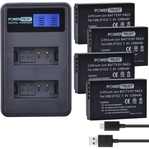 4x LP-E12 LPE12 LP E12 Replacement Batteries + LCD Dual USB Charger For Canon EOS M100 M 100D Kiss X7 Rebel SL1 EOS M10 DSLR