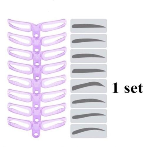 8 pcs Reusable Eyebrow Shaping Template Helper Eyebrow Stencils Kit Grooming Card Eyebrow Defining Makeup Tools