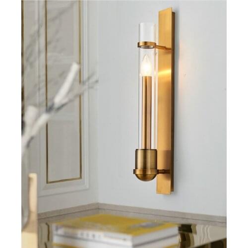 American Simple Copper Wall lamp Golden Living room Television background wall Aisle Bedside Corridor lamp Toilet Mirror lamp