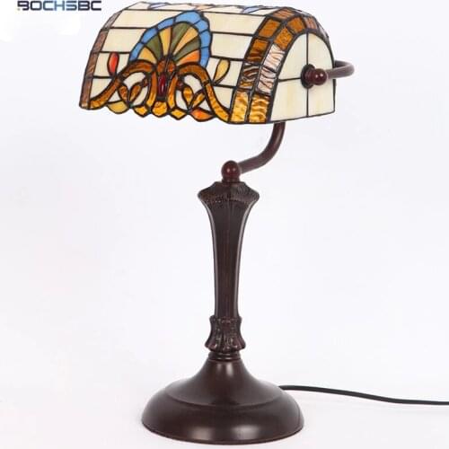 BOCHSBC Tiffany Baroque European Vintage Table Lamp American Style LED Table Lights For Living Room Bedside Dimmer Lights
