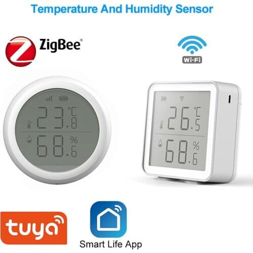 Tuya Smart Home WiFi/ZigBee Temperature Humidity Sensor With the display LCD Digital EU Plug Control by Alexa Google Home