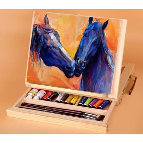 Wooden Easel Painting Easel Artist Desk Easel Portable Miniature Desk Folding Easel Table Box Oil Paint Accessories Art Supplies