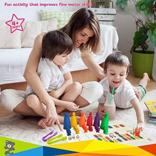 Children Montessori Toy Boxed Counting Bear Montessori Educational Color Cognition Rainbow Matching Game Educational Toys Gifts