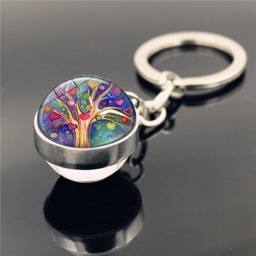 Tree of Life Cabochon Glass Pendant Statement Charm Key Ring Key Chain Fashion Charm Steampunk Jewelry Accessories Creative Gift