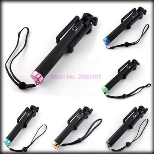By dhl or ems 200 pieces Luxury Extendable Self Selfie Stick Handheld Monopod+Clip Holder+Bluetooth Shutter for iPhone Samsung