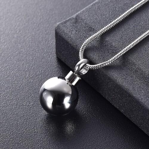 IJD10727 Stainless Steel Cremation Polish Metal Ball Keepsake Pendant for Ashes Urn Memorial Souvenir Necklace Women Jewelry