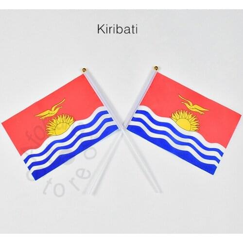 Kiribati 14*21cm flag Banner meet Parade party hand waving National flag Home Decoration flag banner