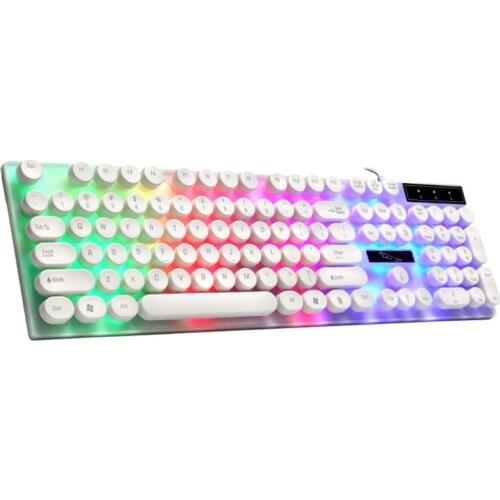 Keyboard with Round Keycaps for PC/Laptop Backlit Keyboard for Computer Gamers